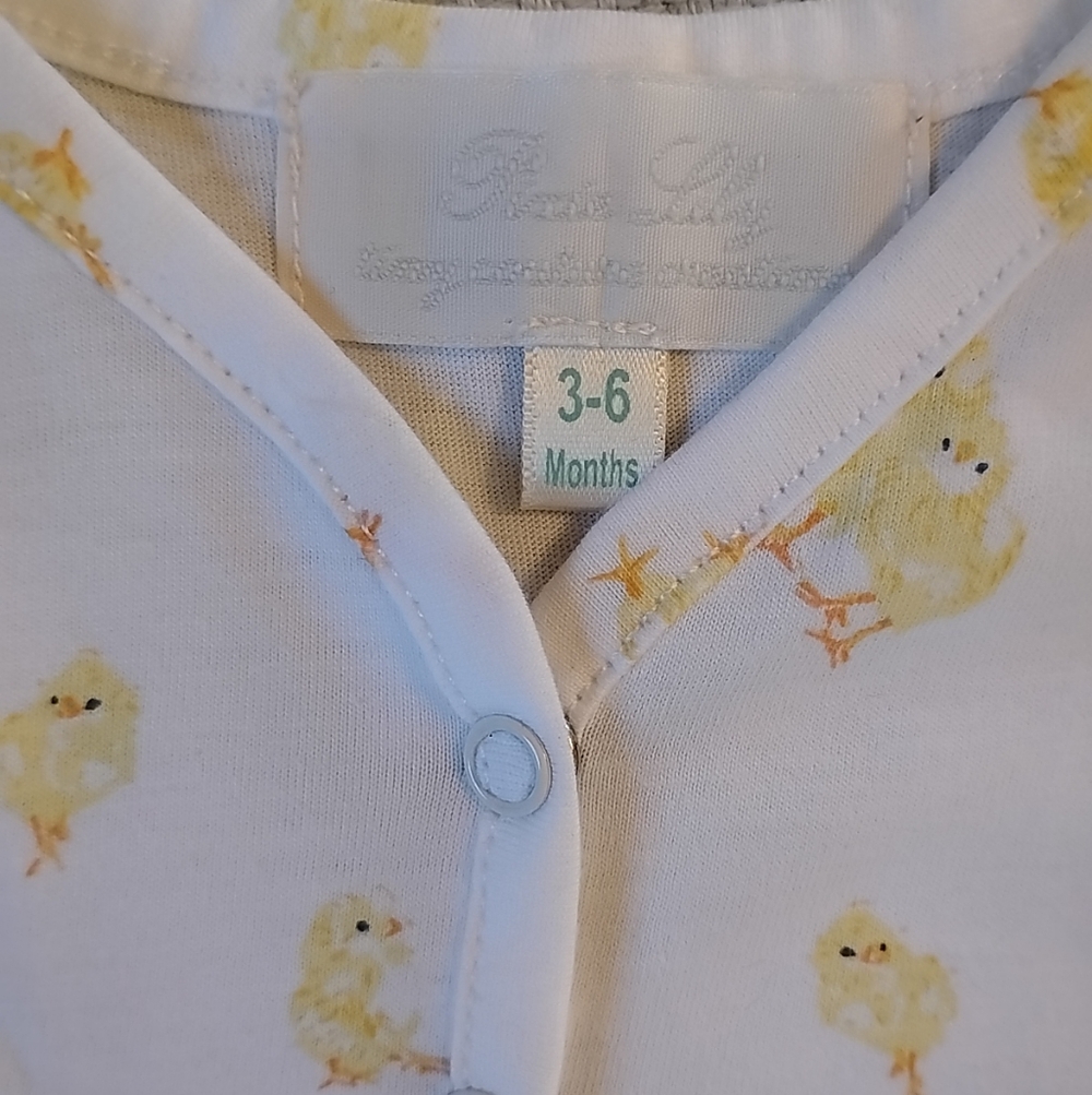 Pixie Lily Baby Bunting Gown Sack Yellow Chicks 3-6 Luxury Pima Cotton Gift NWT - Picture 2 of 9